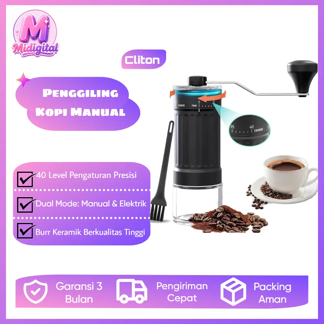 Cliton Penggiling Kopi Manual KMDJ-HC Sesuaikan Roda Gigi Coffee Grinder Penggiling Biji Kopi