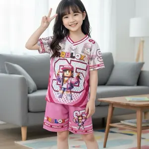 Setelan Jersey Anak Perempuan 1-10Th Full Printing Karakter Roblox Pink Baju Anak Lucu Dan Nyaman