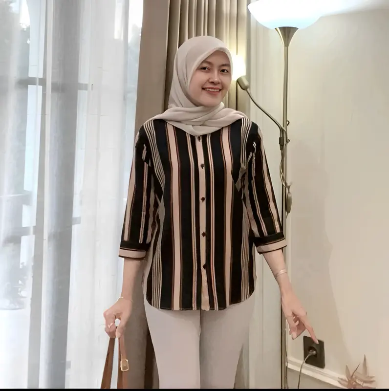 DAILY TOP SALUR // KEMEJA WANITA RAYON SALUR OVER SIZE LENGAN 3/4 LD 120 1