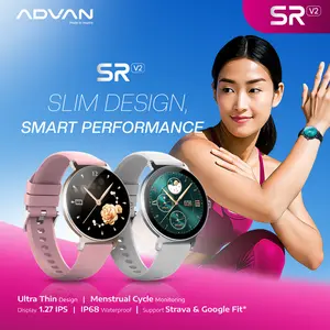 ADVAN Smartwatch SR V2 1.27" inch AI Voice Assistant Wireless Bluetooth Call IP68 Waterproof Ultra Thin Mens Monitoring Support Strava & Google Fit One Click Health