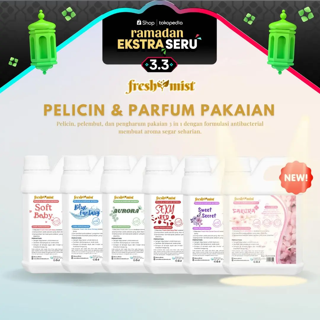 3in1 Pelicin, Pelembut Setrika & Parfum Laundry FreshMist Kemasan 1 Liter