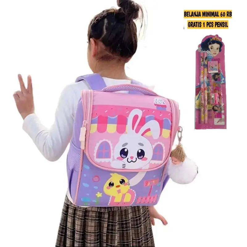 Tas Import Fashion Ransel Anak Unisek Motif 8342 dengan Bahan Kanvas PU 400 Gram 0