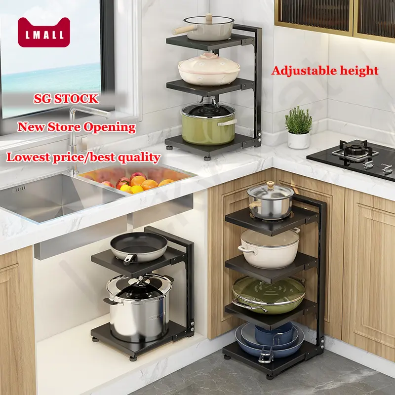 Adjustable Pot Rack Organizer Pot Pan Organiser Stainless Steel Rack Pot Holder Under Sink Organiser Kitchen Rack