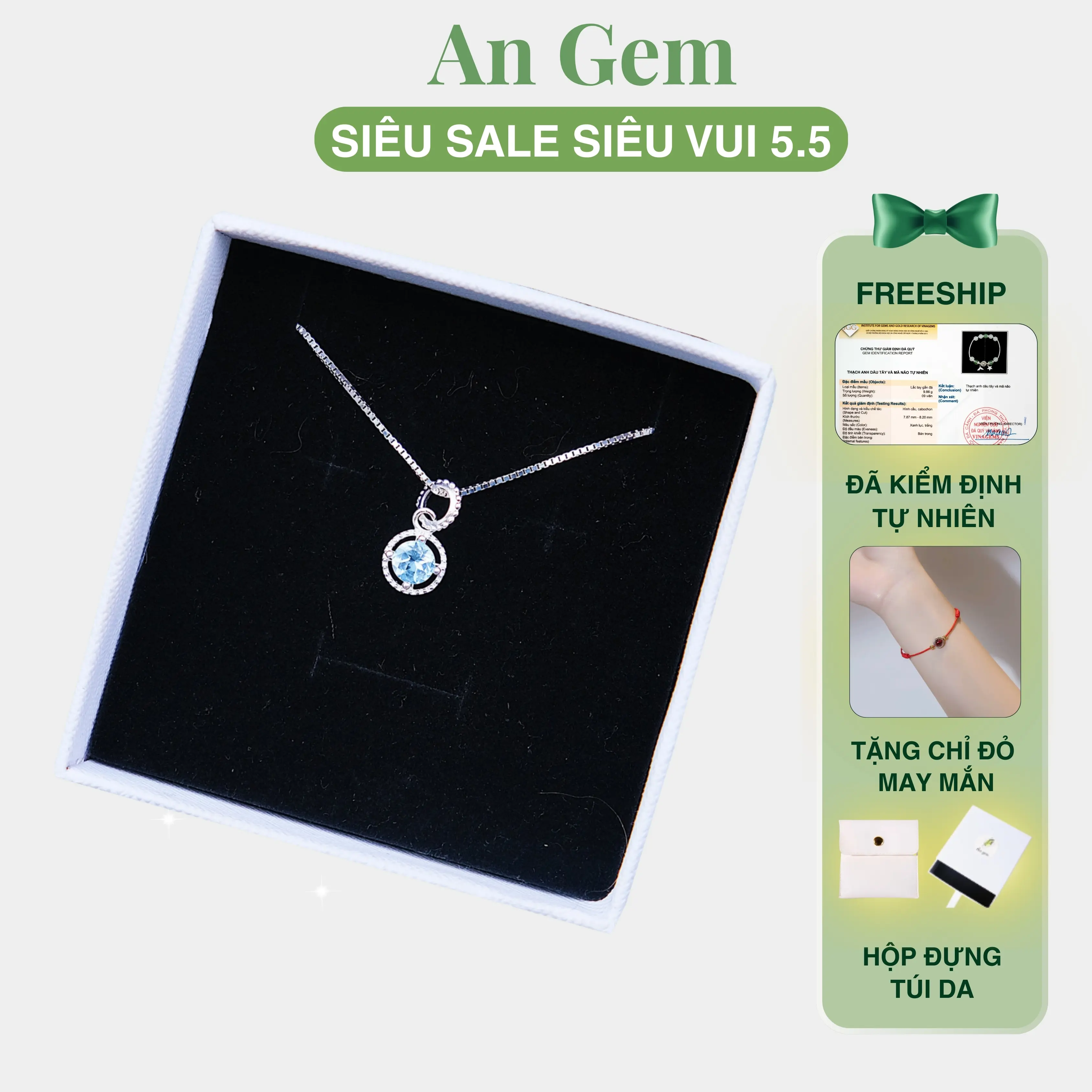 Dây chuyền bạc nữ mix đá, vòng cổ đá Moonstone, Topaz bạc S925 quà tặng sinh nhật giáng sinh Noel Tết Valentine [TẶNG VÒNG CHỈ ĐỎ]