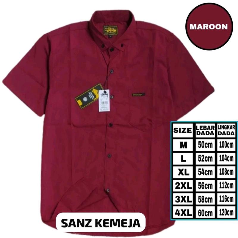 Kemeja Polos Slimfit Pria 4 Pcs Bahan Katun 100% - Hitam/Putih/Maroon/XL - Casual, Formal, Basic slim fit shirt 7