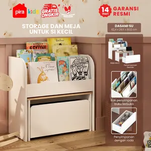 PIRA KIDS - DASAMI SU Rak Buku dan Meja Belajar Anak dengan Tempat Penyimpanan
