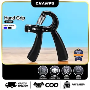 CHAMPS Hand Grip 10-60Kg Adjustable | Alat Fitness Otot Lengan & Tangan Portable | Handgrip Stainless Steel + Karet Grip Ergonomis Outdoor