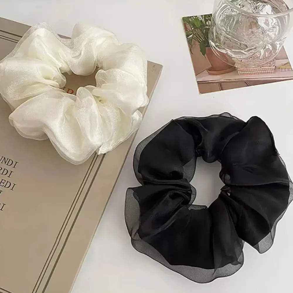 Dây Buộc Tóc Organza, Thiết Kế Thanh Lịch, Hàng Mới Về, Đen, Be, Kaki, Thiết Kế Xếp Ly Dây Buộc Tóc, Phụ Kiện Tóc, Băng Đô, Dành Cho Nữ, Phụ Kiện Tóc