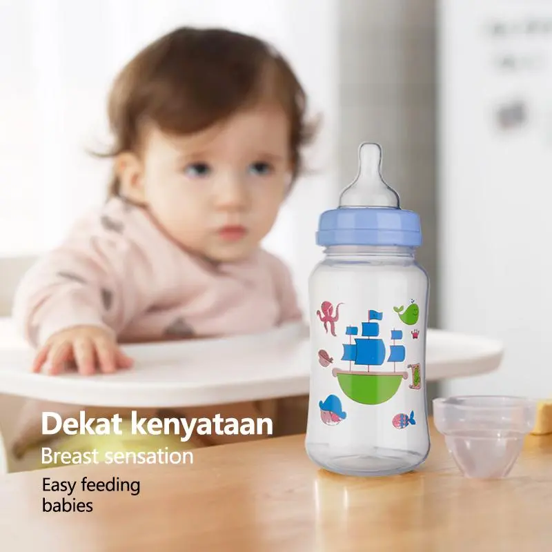 320ml Botol Susu Dot Nipple Wide Feeding Bottle Botol Cartoon botol  Berbagai Macam Mouth berisi Nipple Anti-Flatulence  AB-813 Bayi Accessories 6