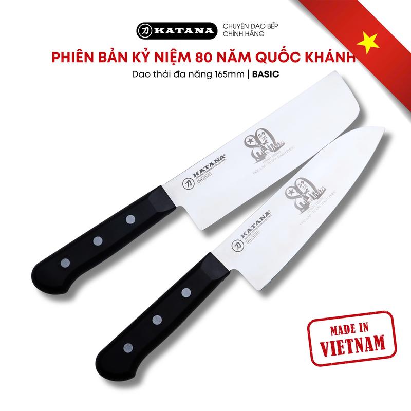 Dao thái đa năng phiên bản kỉ niệm Quốc Khánh 2/9 - Kỉ niệm 80 năm 1945-2025  - Dao bếp cao cấp KATANA Basic (165mm)