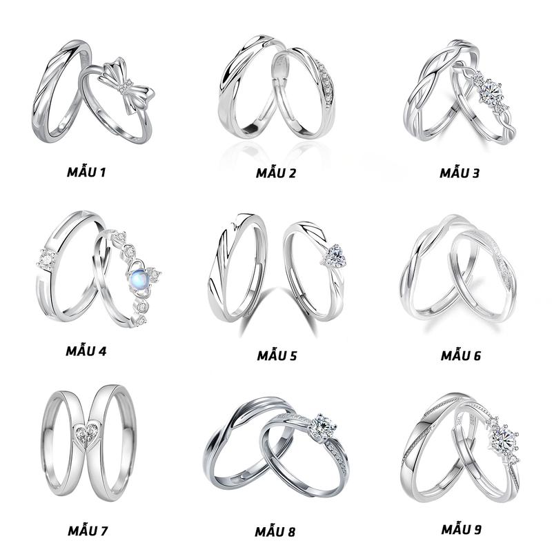 Nhẫn đôi với người yêu chất liệu Bạc S925 chính hãng - Món Quà Kỷ Niệm Ý Nghĩa Điều Chỉnh Size Tuỳ Ý Bảo Ngọc Jewelry THMND