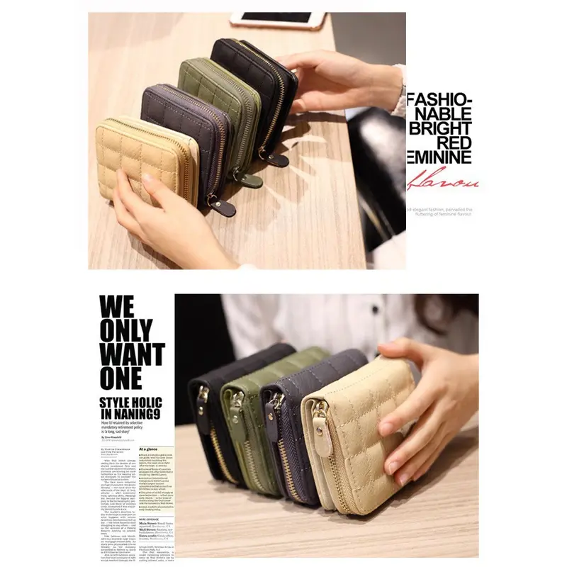 W77 Dompet Pendek Wanita Quilted Kotak Kotak Women Short Wallet DOMPET DOUBLE FUNGSI FASHION WANITA 2