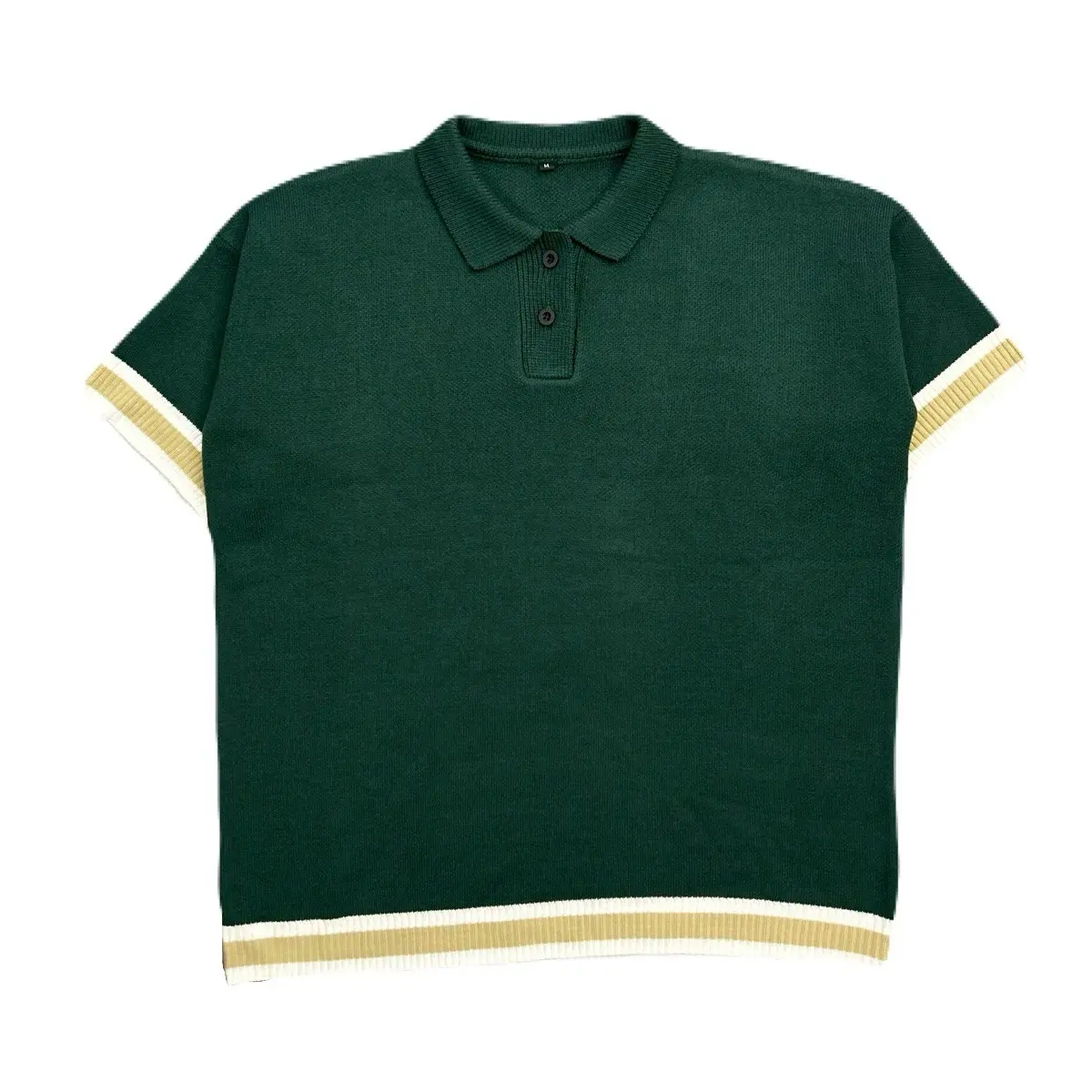 BASIC LAB Polo Stripe Oversize Knit Emerald