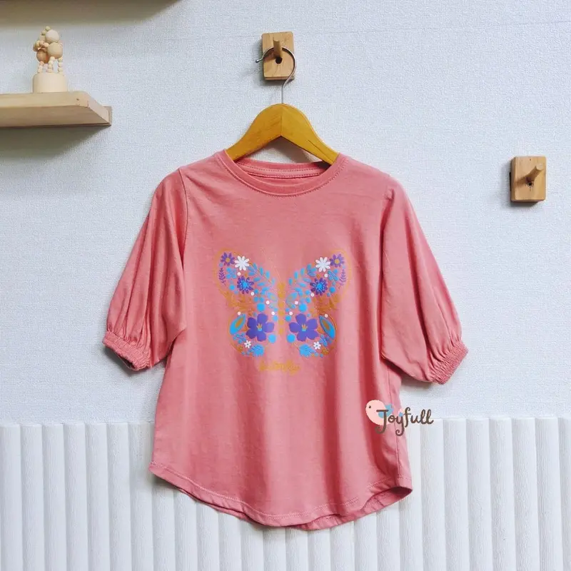 BLOUSE ANAK PEREMPUAN, BAJU ANAK PEREMPUAN, KAOS ANAK CEWEK BAHAN KATUN, LENGAN BALON, BAJU ANAK 3-12 TAHUN 3