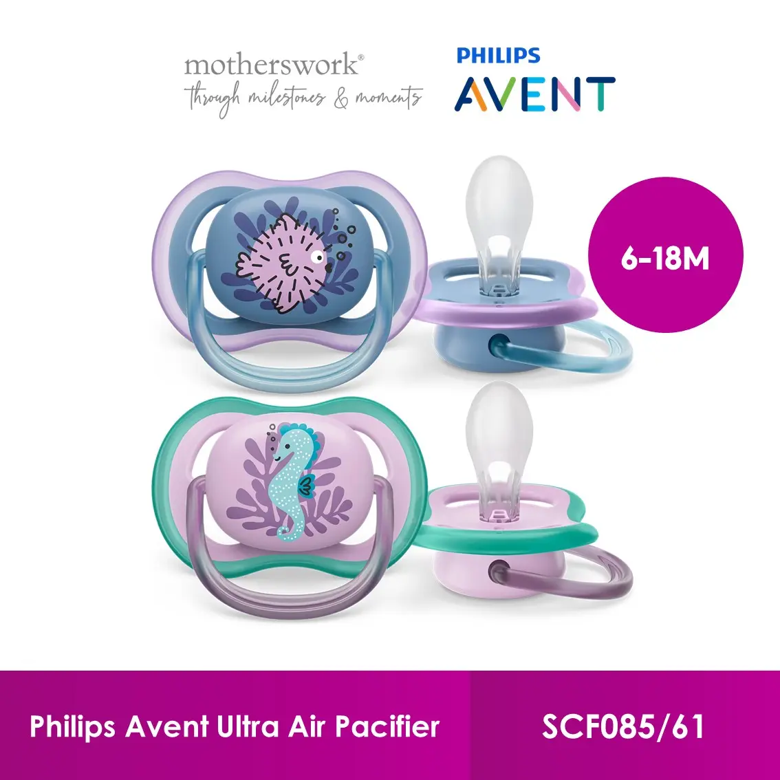 Philips Avent Premium Ultra Air Soother (Twin Pack) - Pacifier/Dummy/Nipple/Teat/Pacifier for Baby