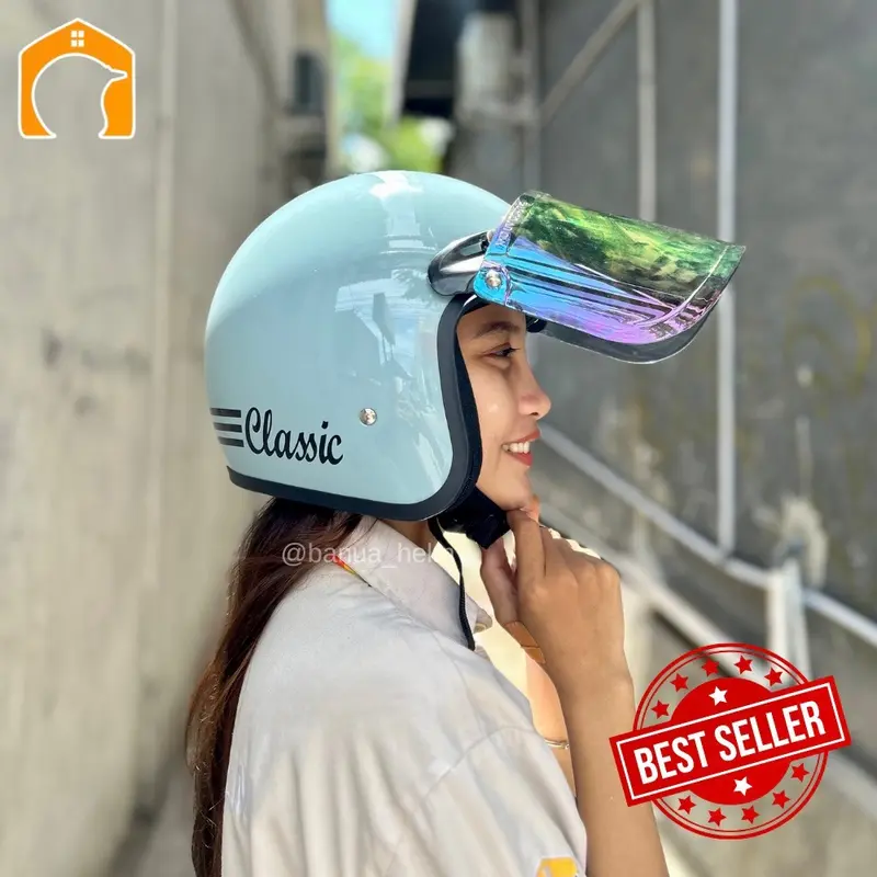 HELM BOGO CLASIK MLA MURAH SNI DEWASA classic Motorcycle wanita Helm Kaca Aksesoris 0