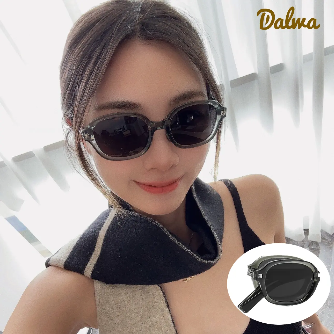 Cermin Mata Hitam Vintaj, Lipat Dua, Mudah Alih, Terpolarisasi, Perlindungan UV400, Fesyen Perjalanan, Uniseks, Cermin Mata Muka Bulat Mewah, Cermin Mata Oval Bulat, Teduhan Matahari, Cermin Mata, Cermin Mata Wanita, Gaya Korea, Anti-Radiasi