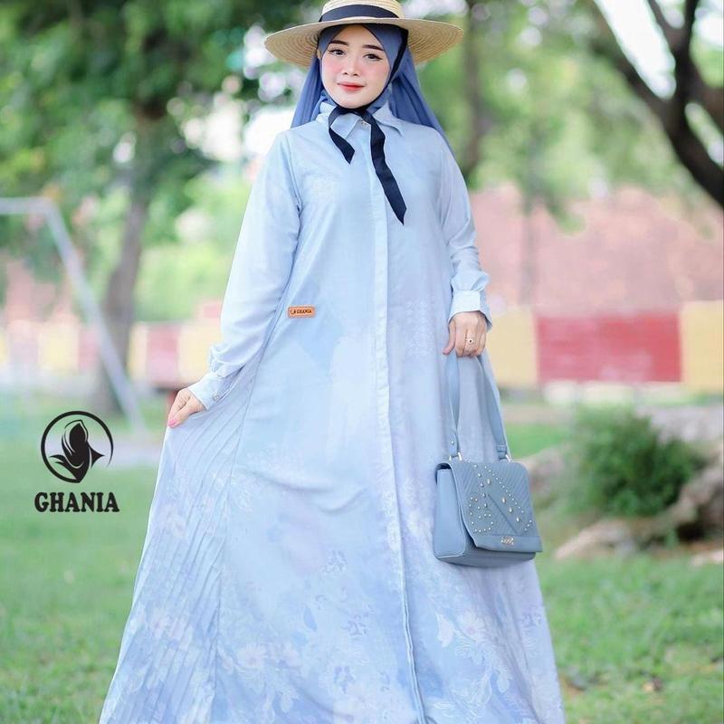 Meycha Ghania Dress Cantik simple Elegant Terbaru Bahan Silk Malika Gamis Mewah 1