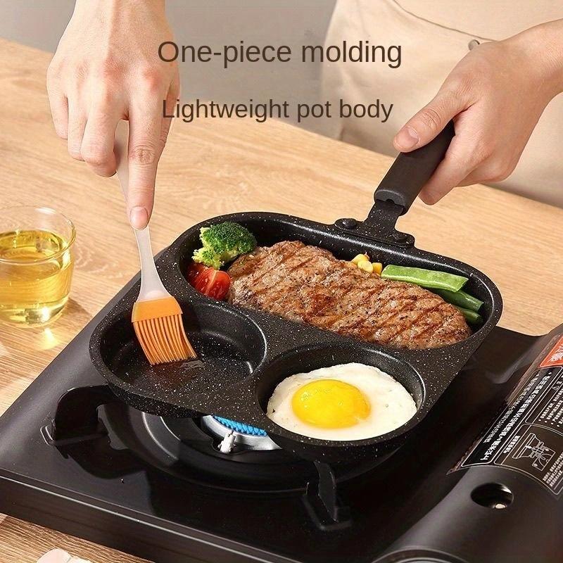 Chảo 3 trong 1 siêu dày dùng cho gia đình – chảo chống dính đáy phẳng, phù hợp chiên trứng, làm steak/bít tết và burger