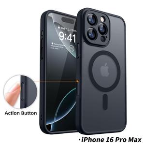 New Design Matte Magnetic Case for iPhone 16 Pro Max 16 Plus Case MagSafe Full Camera Protection Smart Touch Camera Control Button Hard Shockproof Wireless Charging Casing Cover