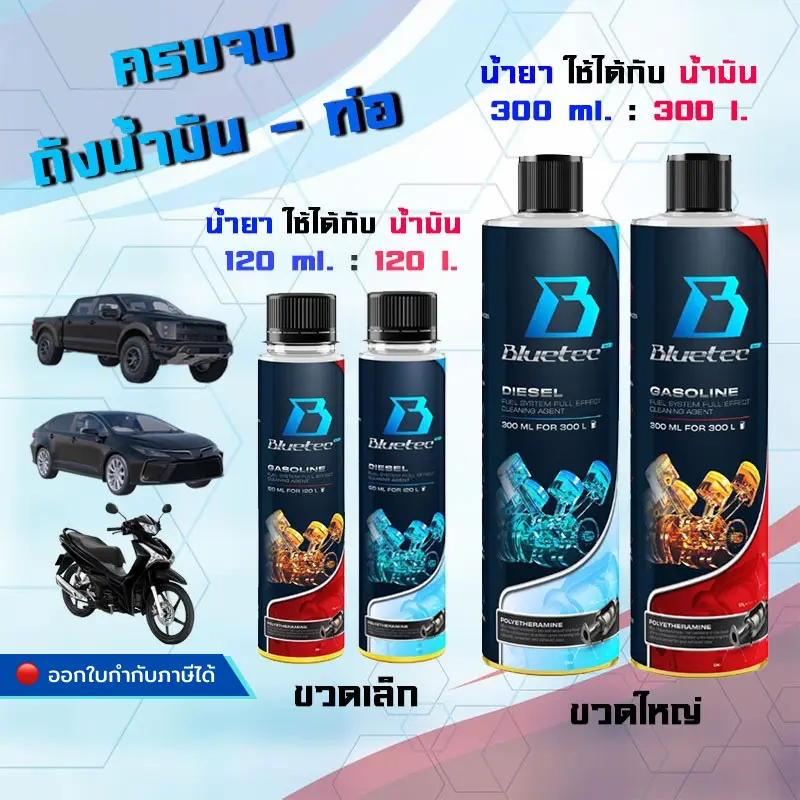 Bluetecboost น้ำยาล้างหัวฉีด ล้างแคต เคลือบเพิ่มประสิทธิภาพ 1 ขวด สำหรับเชื้อเพลิง 120L (1ml:1L) ถัง-ท่อ ครบจบในขวดเดียว