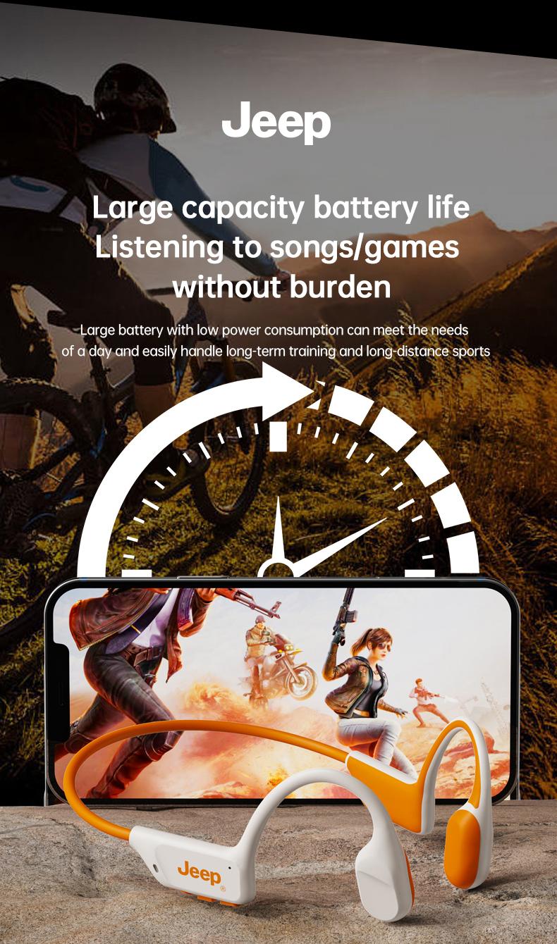 Jeep EC006 Bone Conduction Wireless Earphones HiFi Sound Quality Low Latency Bluetooth Headphones Long Standby IPX5 Waterproof Sports Headset