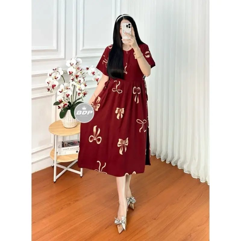 Daster Chibi Rayon Pendek Motif Pita Busui Bumil Resleting Depan Daster Wanita Harian Santai By Farcio Dress Wanita Rayon Adem Kekinian 3