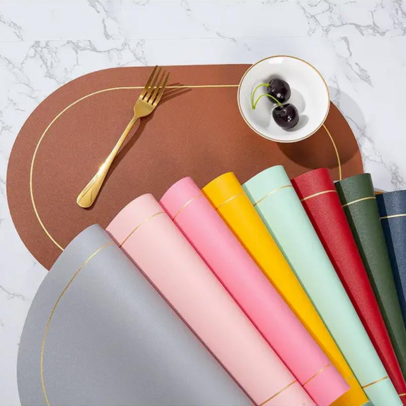 BB Placemat 2 Sisi Tatakan Meja Alas Piring Oval Kulit Leather 2 tone warna Anti Panas 8