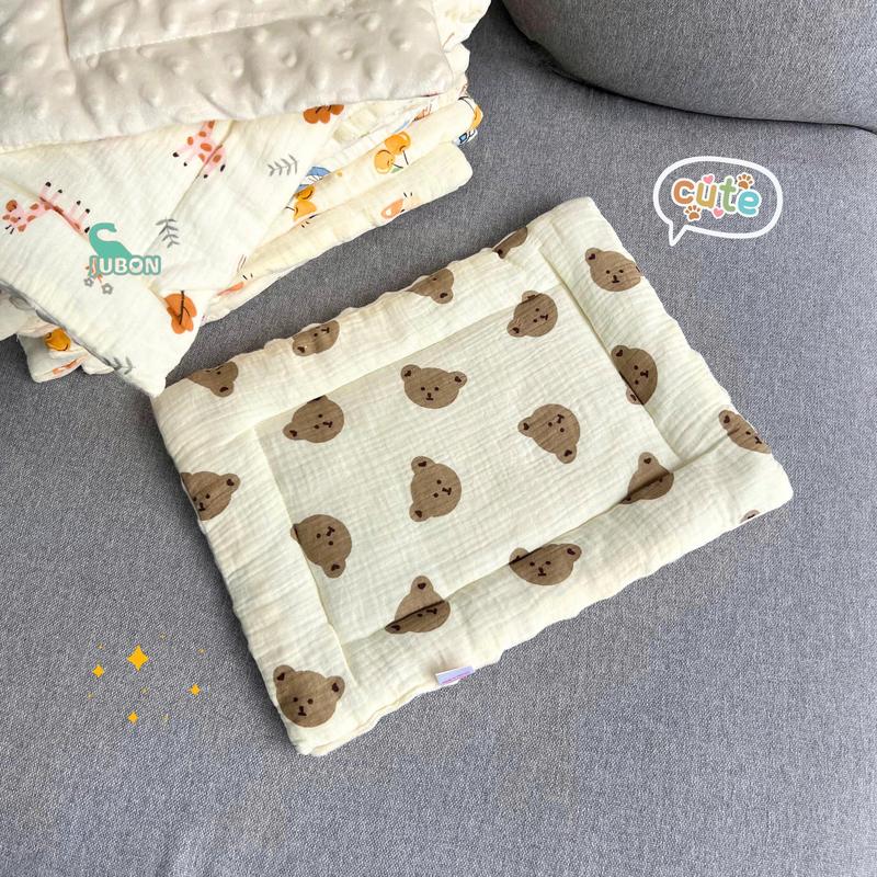 Gối xô muslin cho bé sơ sinh hạt đậu, gối chần bông nhung đỗ mềm mại, êm ái cho bé (40*25) chobé Voi