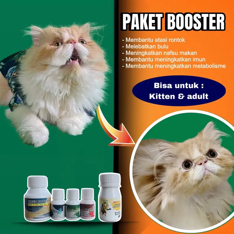 PAKET BOOSTER EMBULL ||Bulu super lebat || 90% atasi rontok || anabul sehat || kucing dan anjing || madu 0