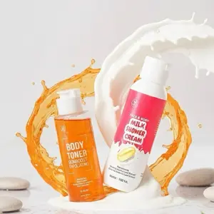 Paket hemat BODY TONER SKINBOOST EXFOLIATING & MILK SHOWER CREAM SABUN SUSU