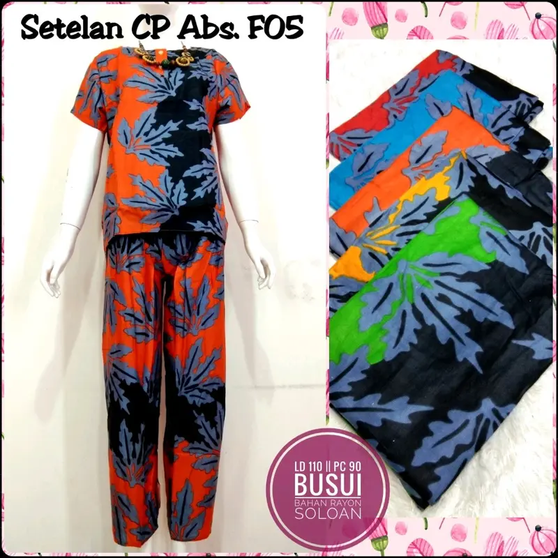 Paket Hemat Setelan CP LD 110 One Set Celana Panjang Wanita Baju Tidur isi 3 Busui Katun Piyama Rayon Super 5