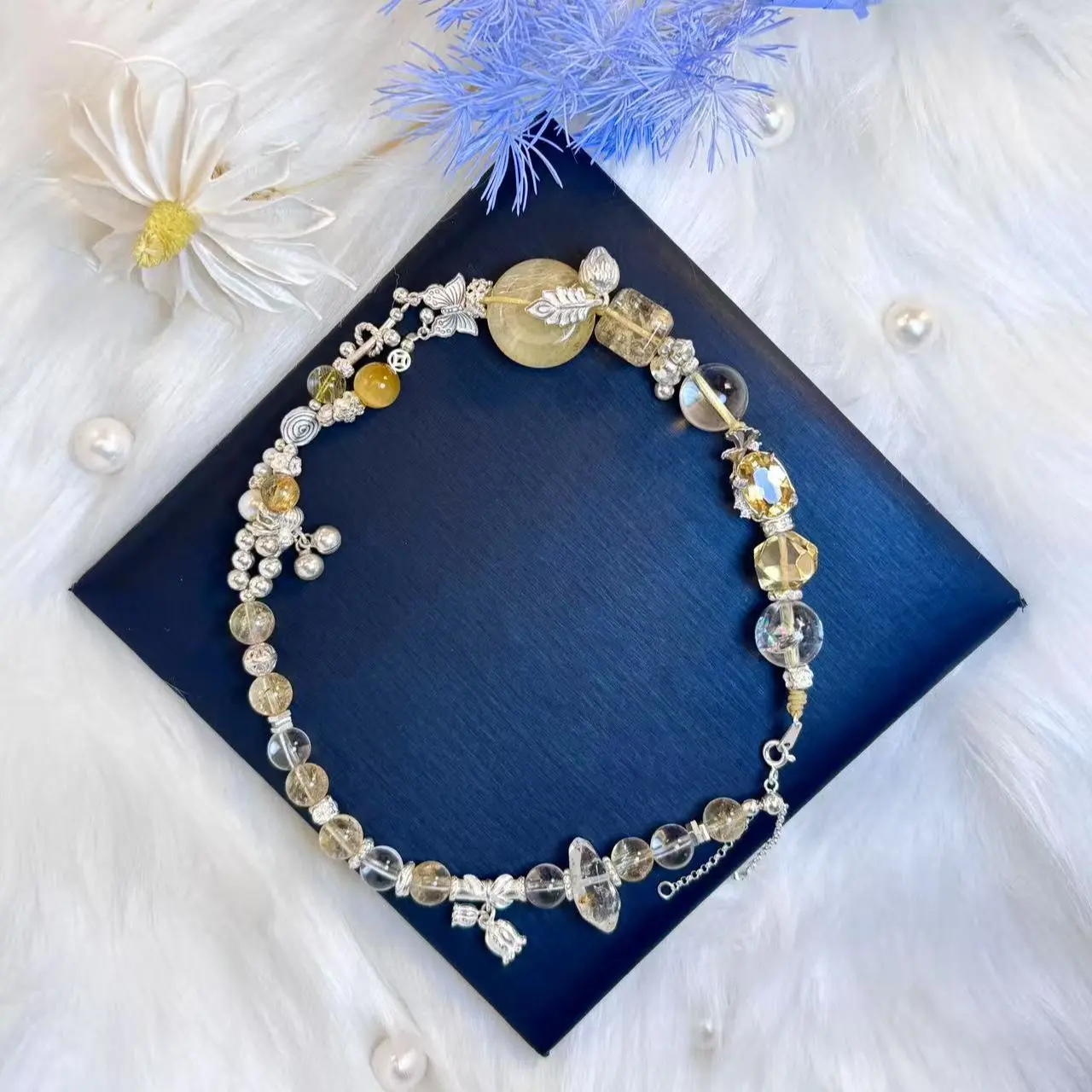 Natural crystal bracelet handmade DIY loose beads with elastic rope everything