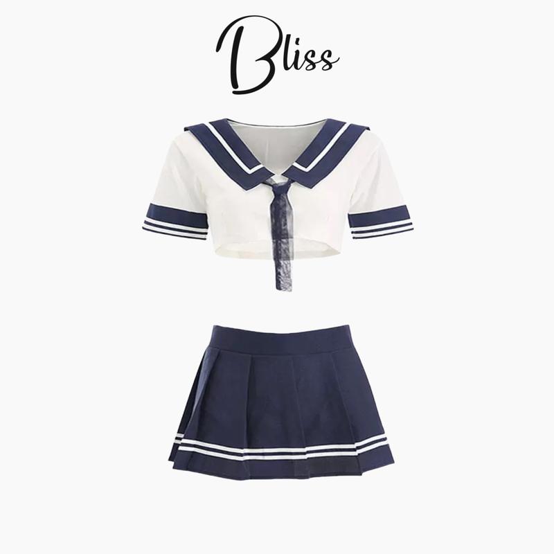  BLISS JK Đồng Phục Nữ Sinh JK Kiểu Nhật Bản 3 Món Kết Hợp Váy Ngắn Cosplay Dễ Thương Phong Cách Cổ Vũ Năng Động Free Size Cho Người Dưới 65kg 