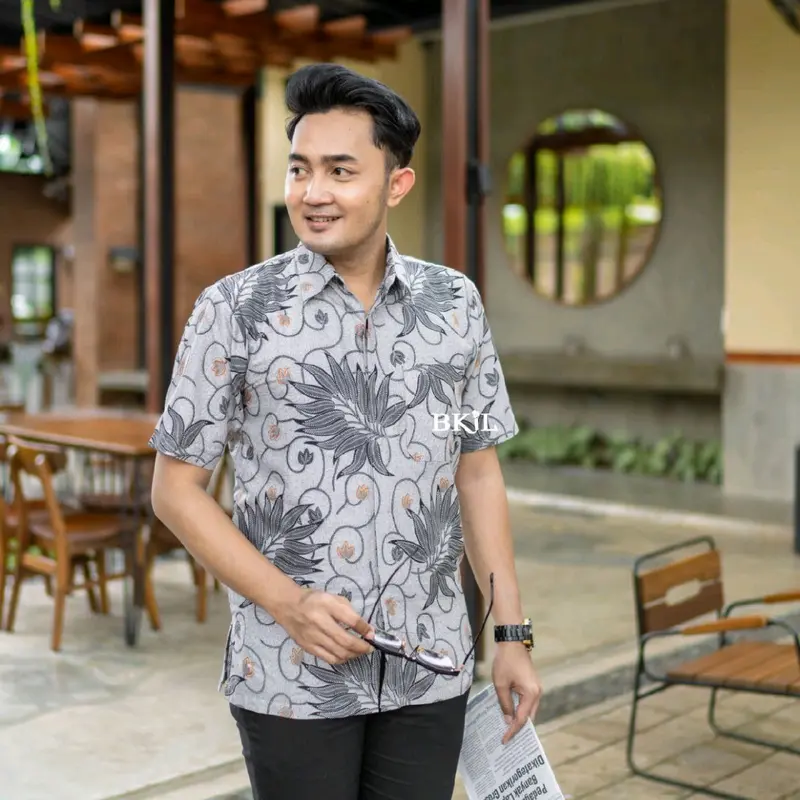 baju batik pria lengan pendek size M L XL XXL spesial XXL Seragam Dewasa Kain 1