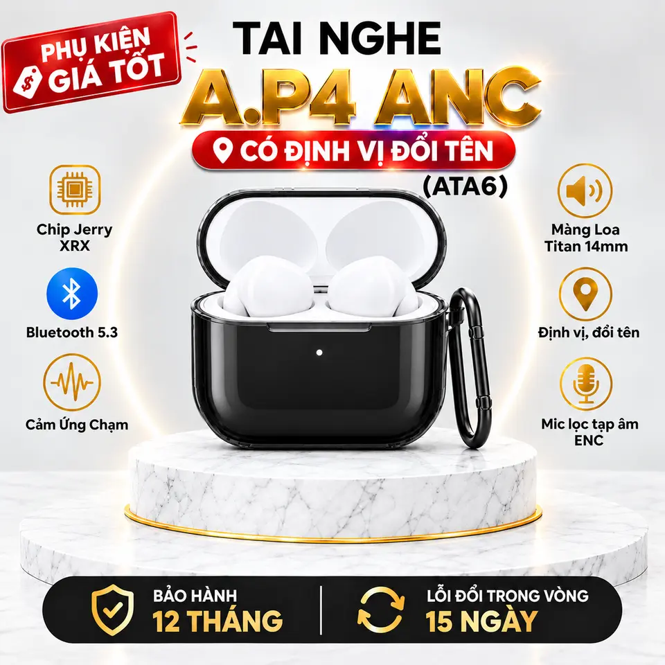 Tai Nghe A.P4(ATA6) có Định vị, Đổi tên ,xuyên âm,công nghệ Đỉnh cao,Chất âm tuyệt vời, ,pin 4-6h