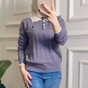 Rajut Polo - Sweater Rajut Polo Warna Ungu dengan Desain Klasik dan Nyaman untuk Harian