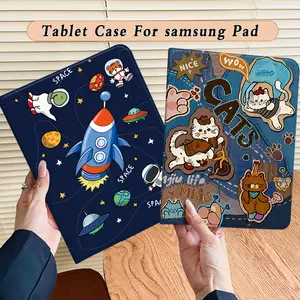 Cover For Samsung Galaxy Tab A9 + /S8 /S7 /s9 fe plus |S10+ /S6 Lite 10.4 /A8 10.5 inci| Casing Pelindung Anti Jatuh- Silikon Premium untuk Dengan slot pena-Hitam Bumper Penutup-Desain Lucu Estetik