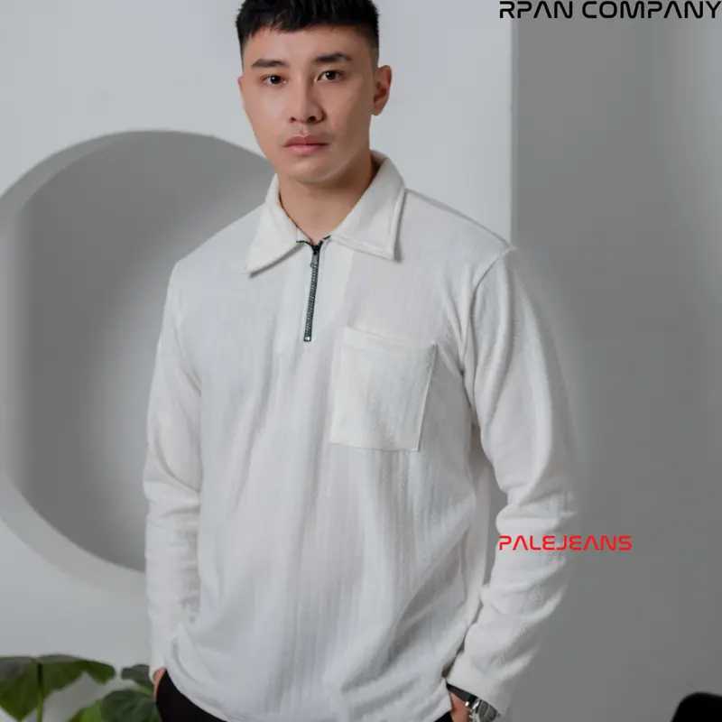 Kaos Polo Knit Pocket Lengan Panjang Motif Pria / Polo Zipper Long Sleeve Knit Fabric / Kaos Tangan Panjang Saku Modern Fit. 2