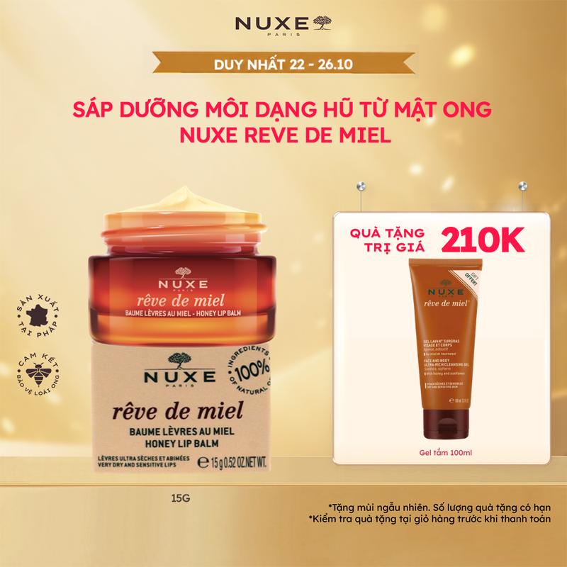 Sáp dưỡng môi mật ong dạng hũ Nuxe Reve De Miel Honey Lip Balm 15g