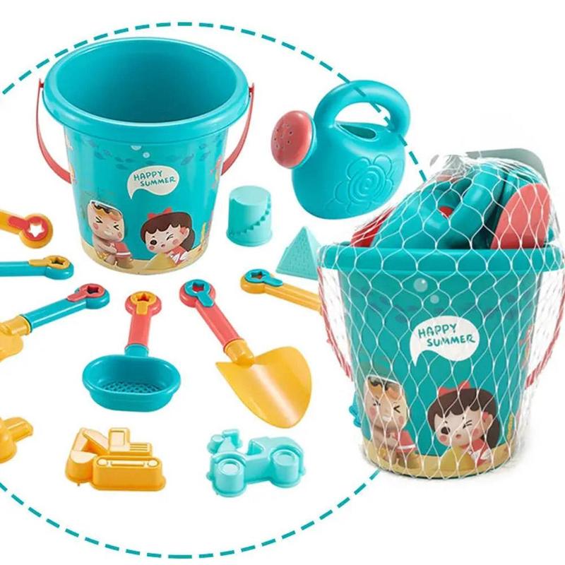 Product Introduction of 18Pcs/Set Travel Beach Toys Kids Beach Toys Set With Sand Rake Watering Can Bucket Shovels Rakes Models Play Tools 21