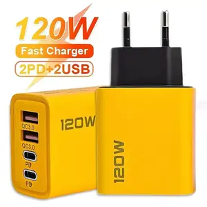 120W Multi Port USB Type C Charger 4 Port Fast ChargingUSB Phone Charger Adapter