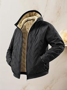 Chaqueta gruesa con forro de vellón para hombre, Abrigo cálido casual para exteriores en invierno, Cárdigan con capucha y cierre, Estilo retro de chofer de camión, Equipo para clima frío y viento