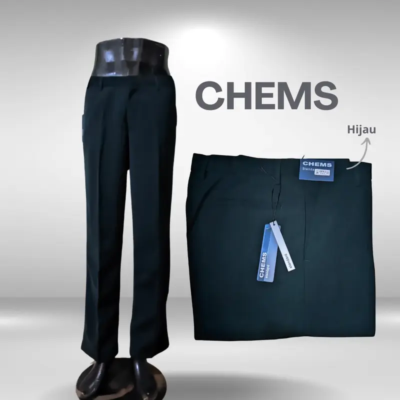 CHEMS STANDARD ORIGINAL - HIJAU - CELANA BAHAN FORMAL - CELANA KANTOR FORMAL 3
