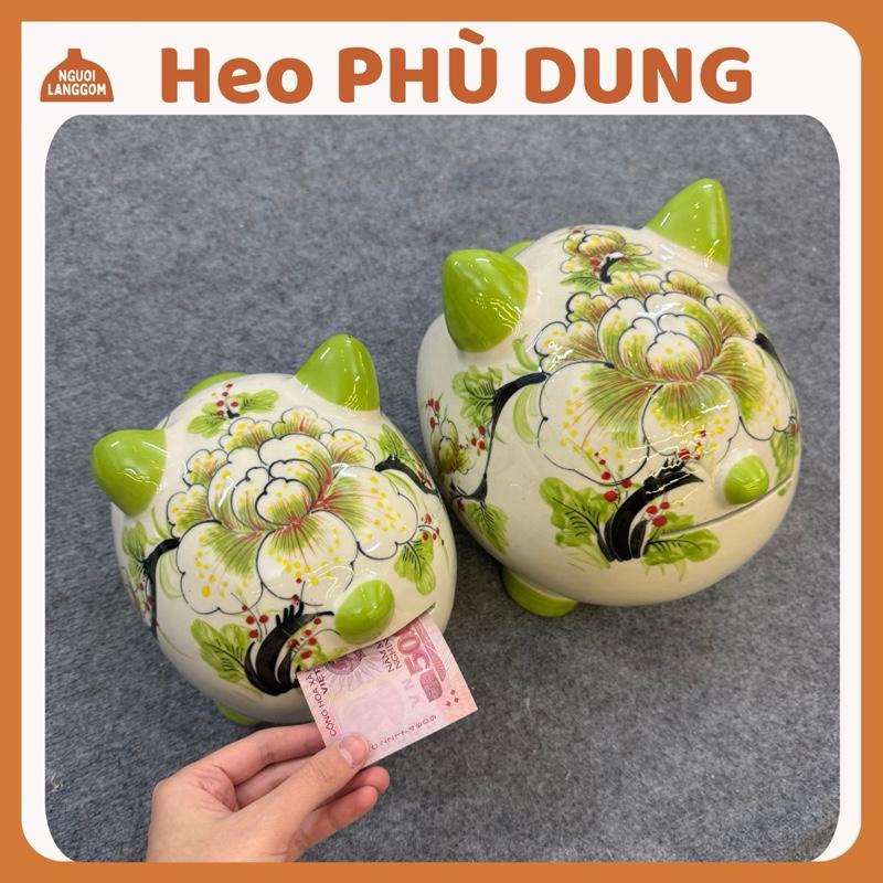   LỖ NGUYÊN TỜ  Lợn đất heo đất ống heo tiết kiệm - Heo phù dung  2 size  - Bát Tràng 