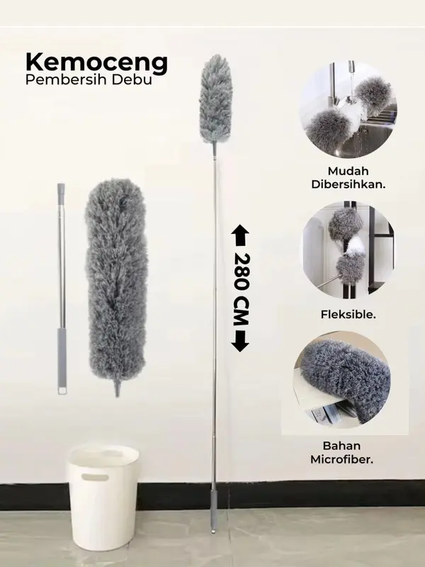 Kemoceng Microfiber 280 CM Tarik Tekuk Panjang Alat Pembersih Debu Multifungsi 1