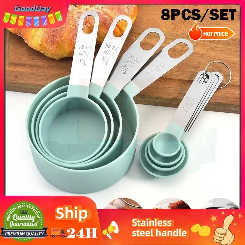 Wholesale 8PCS Stainless Steel Measuring Cups Kitchen Measuring Cup and Spoon Set Baking Tools Set Utensils Pitcher