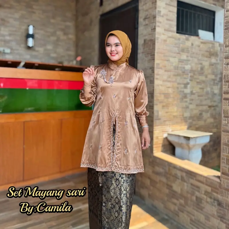 Kurung modren kebaya 1 set lengkap & Rok Songket Lilit - Bahan Adem & Tidak Nerawang - Terbaru - Muslim, Wanita Baju Mewah 4
