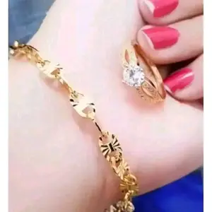 gelang tangan wanita titanium motif pecah kopi free cincin mata satu