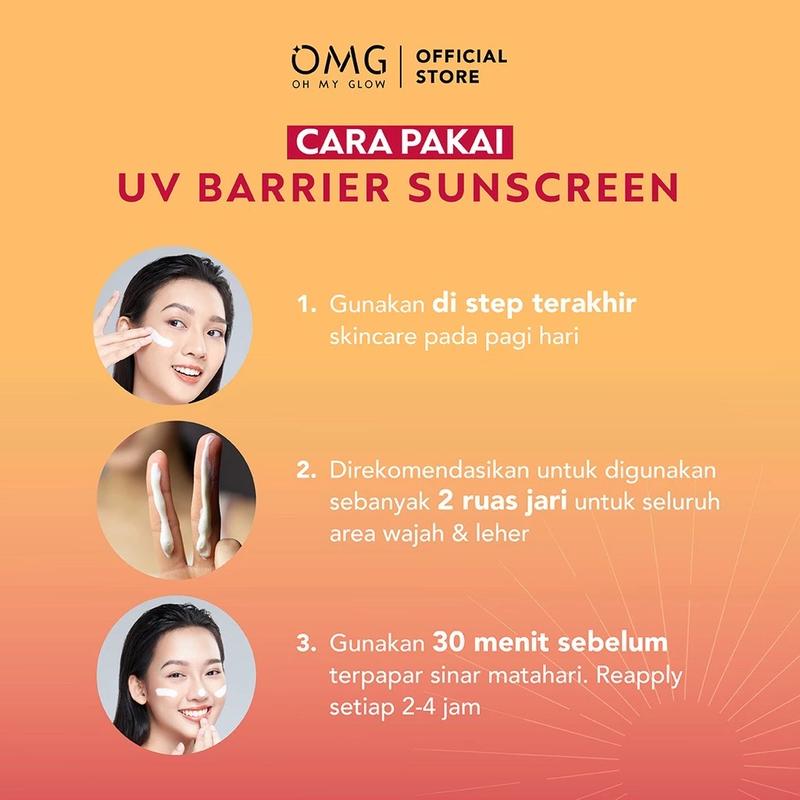 Paket Hemat 2 Pcs OMG OH MY GLOW UV Barrier Sunscreen SPF 50 PA++++ 25 ml 3